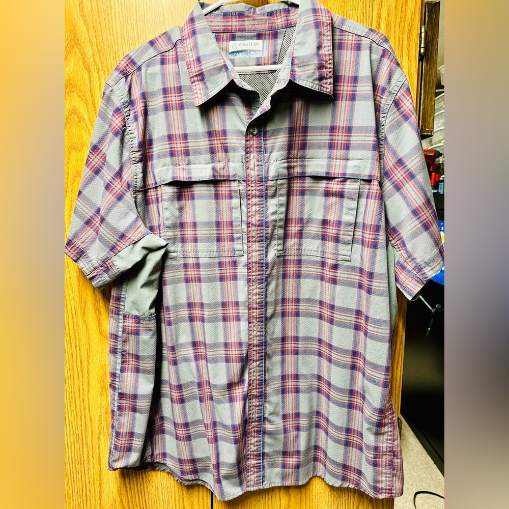 Men's Magellan short Sleeve Button down Shirt plaid